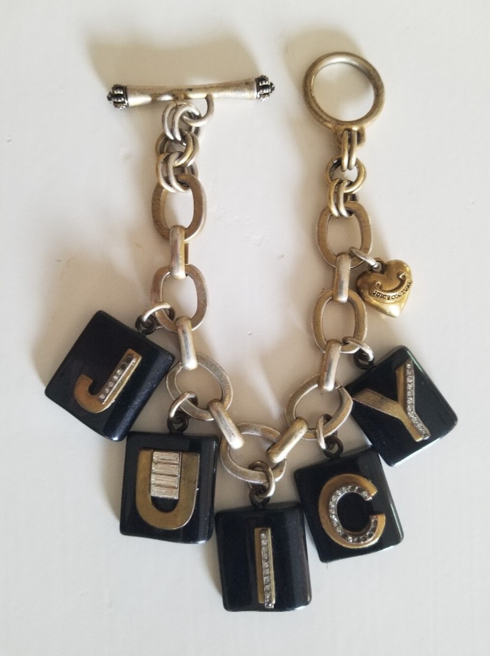 Vintage Juicy Couture Gold Bracelet with Black Tile charms - Picture 7 of 9
